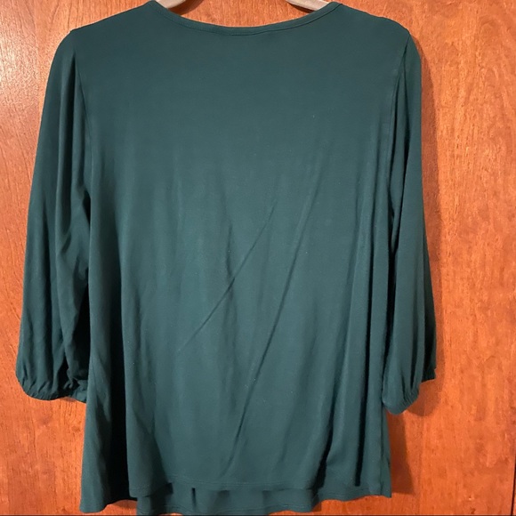 George Designs by Mark Eisen Emerald Green beaded Blouse - Picture 3 of 6